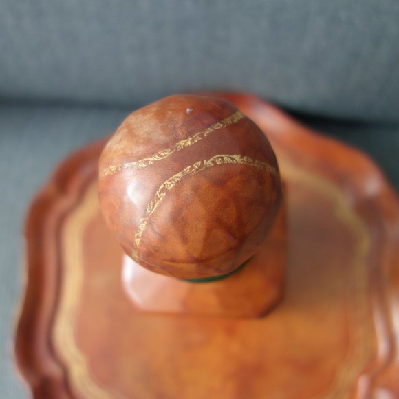 Vintage Genuine Calf Leather Wrapped Decanter and Tray Made in Italy - Picture 3 of 14